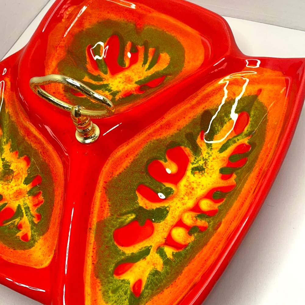Rare Vintage CALI. Pottery 854 Divided Tray! Candy Dish,Relish Tray,Party Tray!